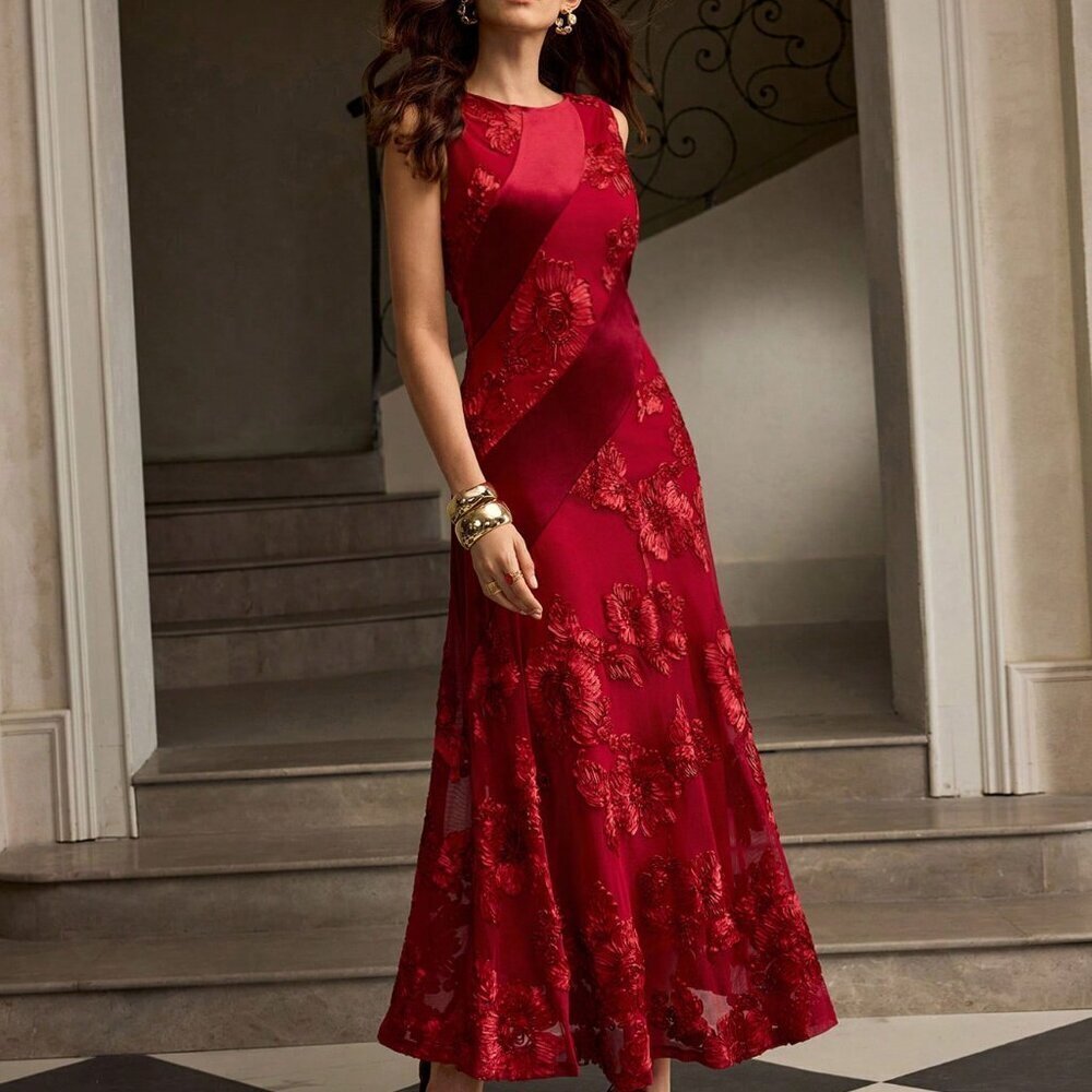 Burgundy Red Elegant Women's Asymmetric Velvet Maxi Dress